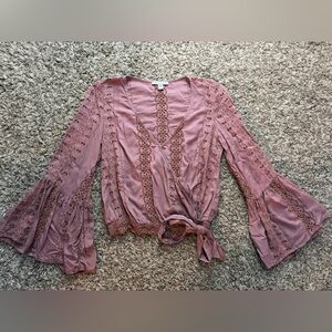 AE Mauve Lace Long Sleeve Top